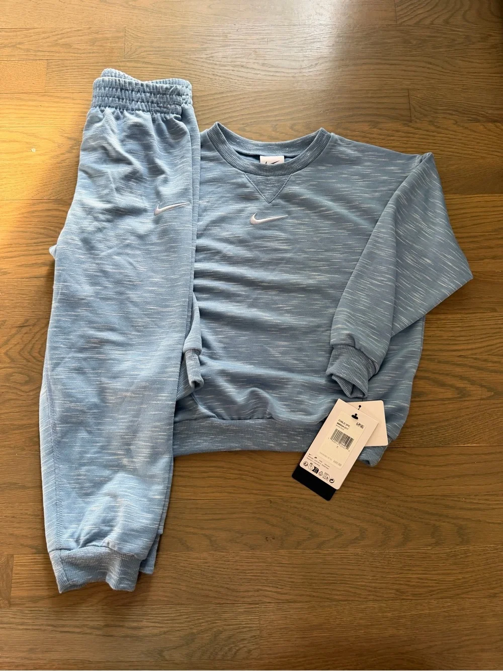 NWT Nike Kids Light Blue Heather Sweatshirt & Joggers Set size 6